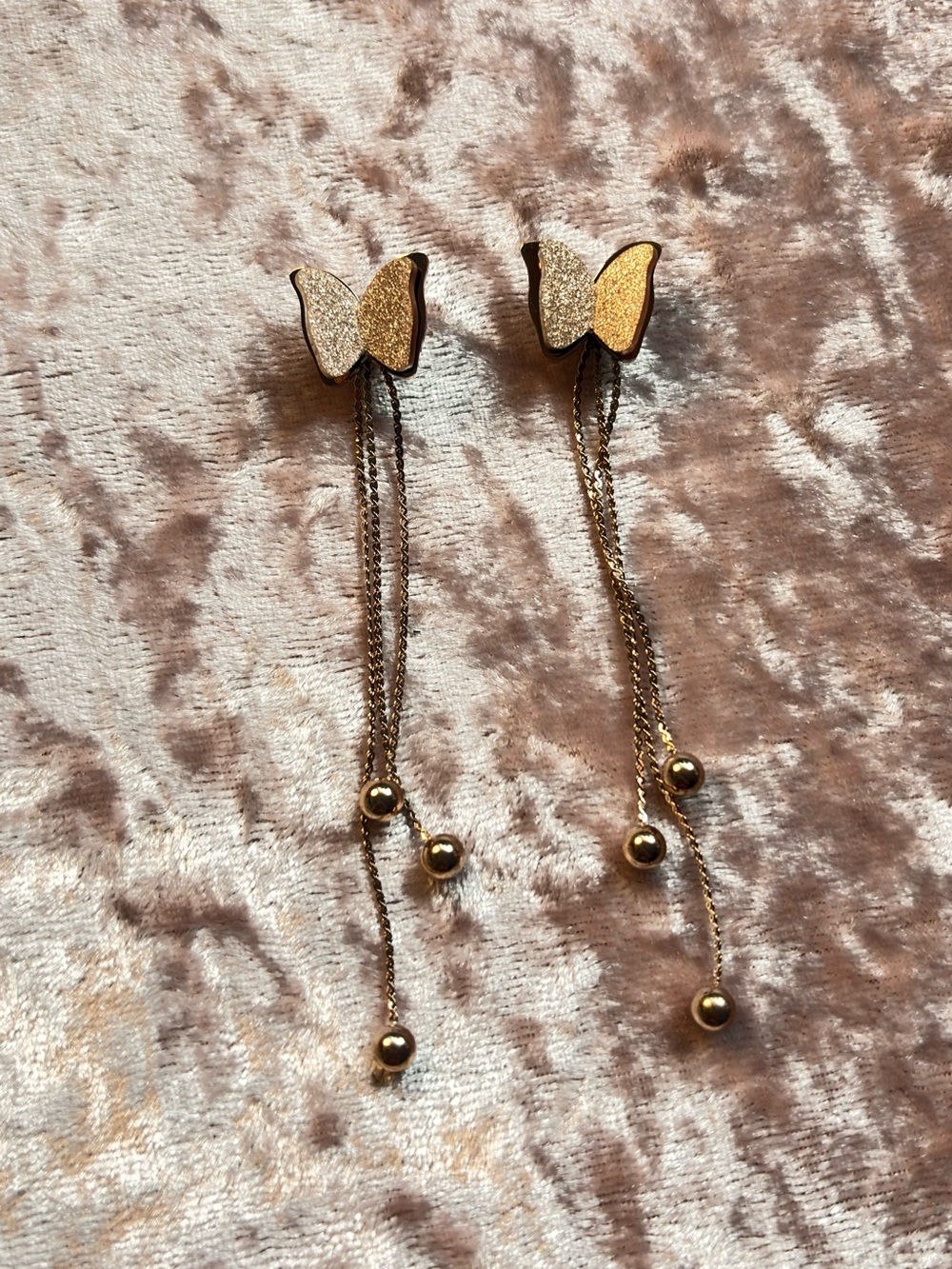 Rose Gold Butterfly Drop Earrings - Elegant Women's Jewelry- Stainless steel